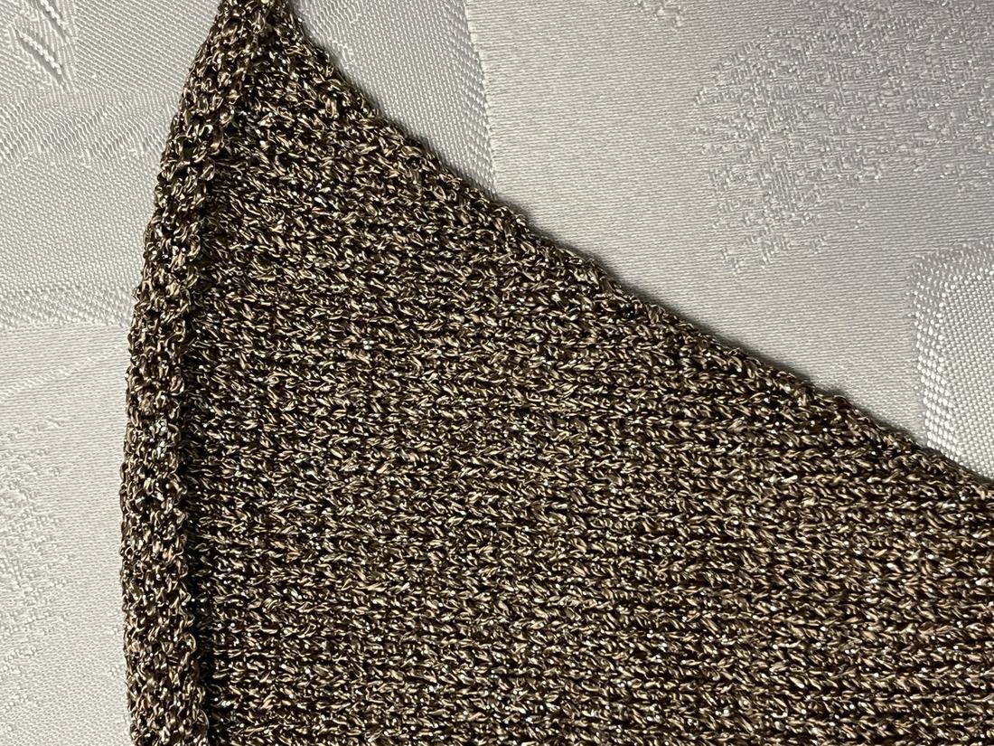 Close-up of the shimmering knit texture